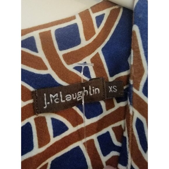 J. McLaughlin Navy And Brown Print Stretch Dress Size XS - Picture 5 of 6